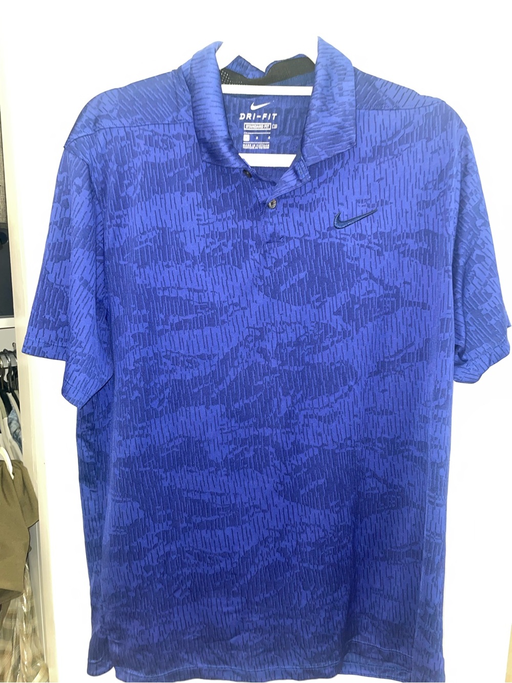 Nike Blue Patterned Dri-FIT Polo